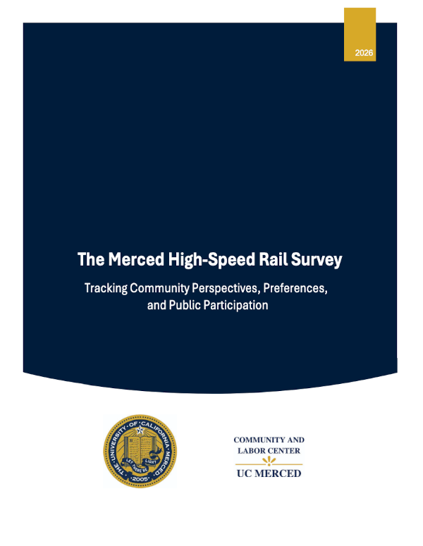 The cover of a book titled "Merced high speed rail survey"