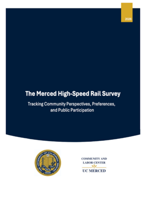 The cover of a book titled "Merced high speed rail survey"