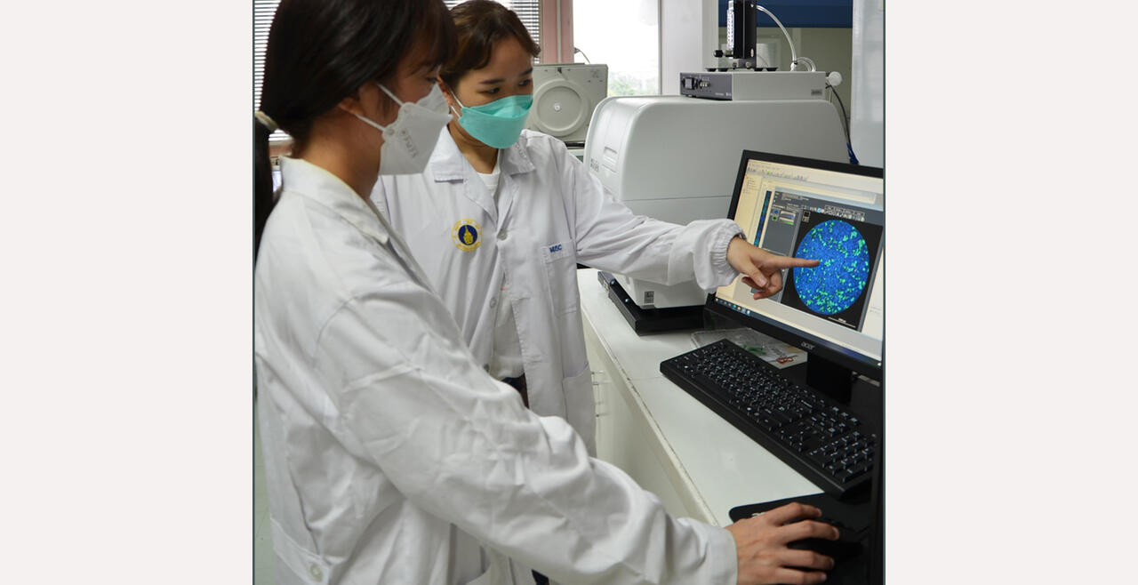 Students using the cytation imaging device